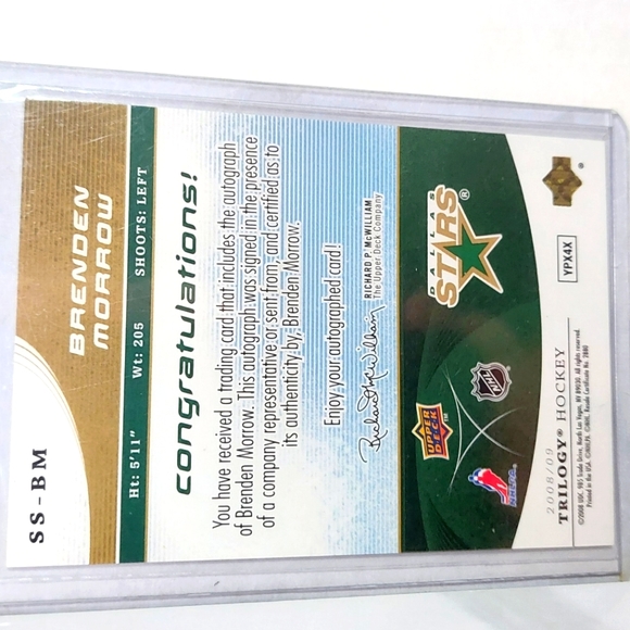 Brenden Morrow Autograph Trilo3y Scripts Hockey Card Dallas Stars 2008/09 - Picture 2 of 2